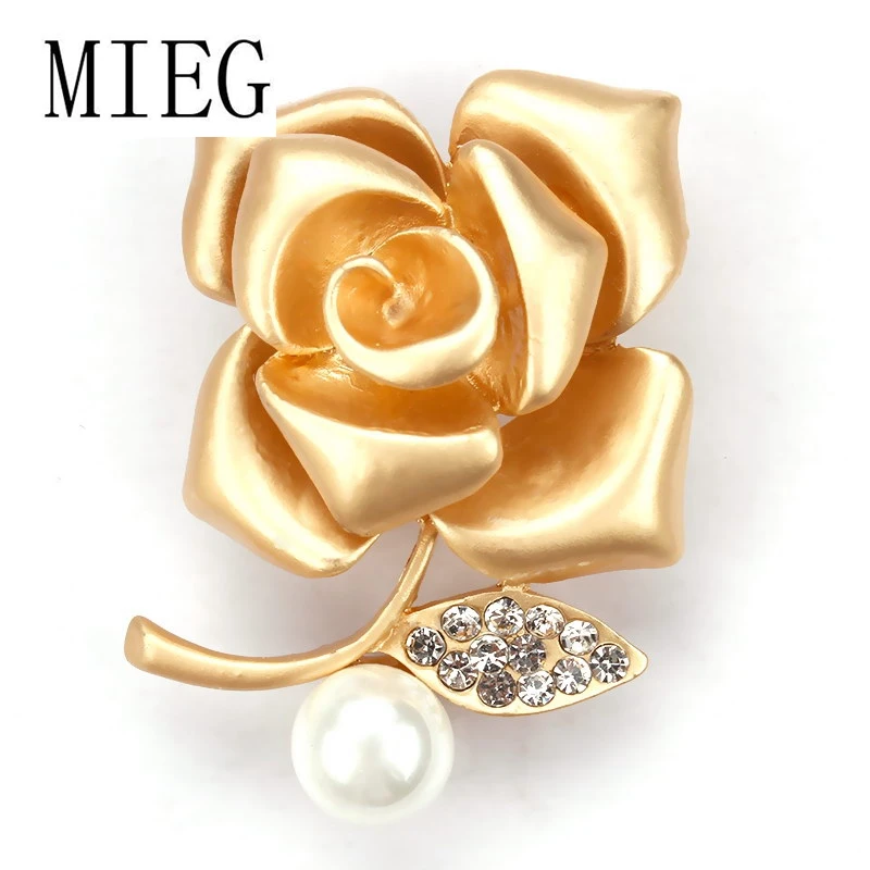 MIEG бренд очаровательный дизайн для женщин девочек Bijoux роза цветок брошь с искусственным жемчугом