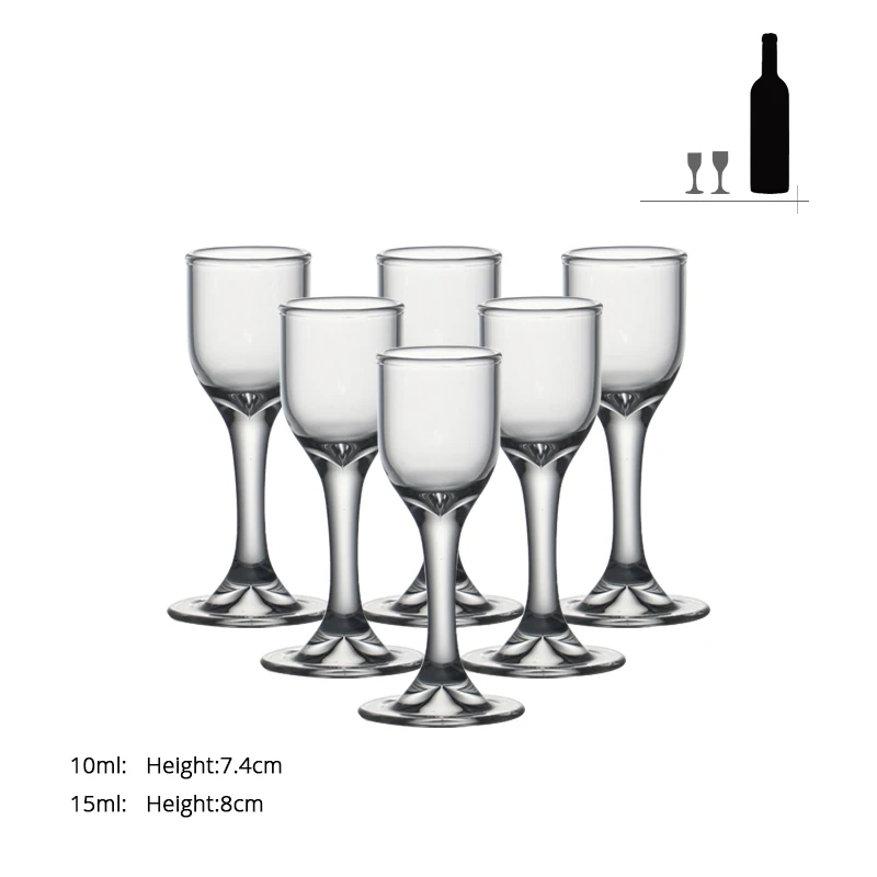 Drinking Glasses Set of 6pcs 0.3oz/0.5oz Handmade Blown Lead-Free Chinese BAIJIU Mini Shot Glasses for Bar Spirits White Liquor Drinks 10ml/15ml