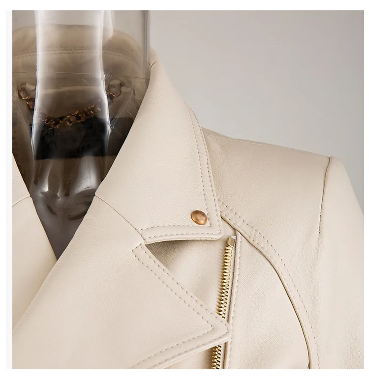 Высококачественная Новая женская кожаная куртка с отложным воротником, двубортное пальто из искусственной кожи на молнии, женское тонкое мотоциклетное пальто в стиле панк