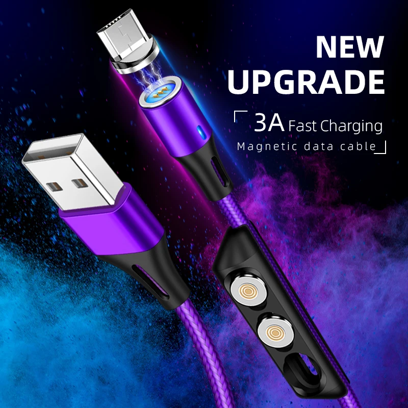 Магнитный USB кабель QC3.0 3A провод для быстрой зарядки Type C магнитное зарядное