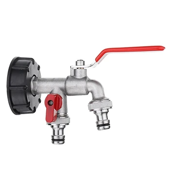 

IBC Fuel Tank Connector 1000 Liter Home Water Connector Garden Double Faucet Adapter For Garden Water Tank Connector Water Tap