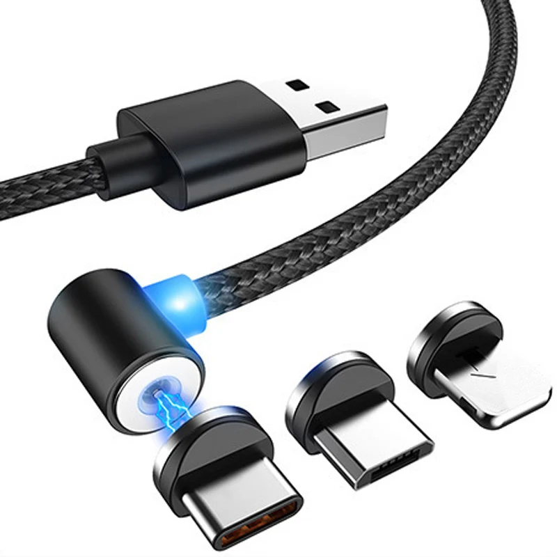 Магнитный кабель, 1 м, зарядный кабель Micro usb type C для iPhone, samsung, Xiaomi, USB-C, магнитный кабель для зарядки и передачи данных - Цвет: Черный
