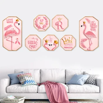 

Ins Flamingo decoration resin relief wall hanging living room girl room layout creative background wall decor baby room decor