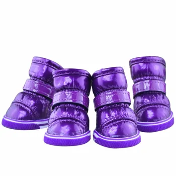 

4 Pcs/Sets Dog Shoes Solid Puppy Winter Snow Boots Warm Waterproof Casual Dog Shoes Pet Slip-resistant Waterproof Shoes Teddy