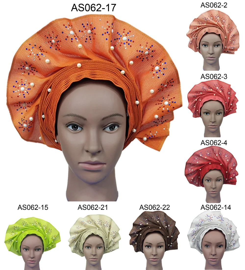 AS062 Новый головной убор Нигерия уже сделано aso okay Auto Gele итальянская