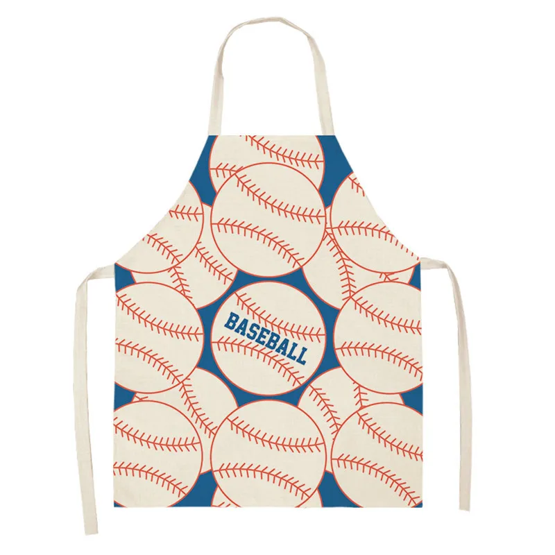 Baseball Linen Apron Kids Football Volleyball Family Game DIY Sleeveless Aprons Home Household Kitchen Apron for Women