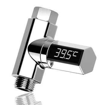 

LED Digital Visual Nozzle Water Thermometer ABS plastic plating No power required Temperature controller for baby shower 1 Set