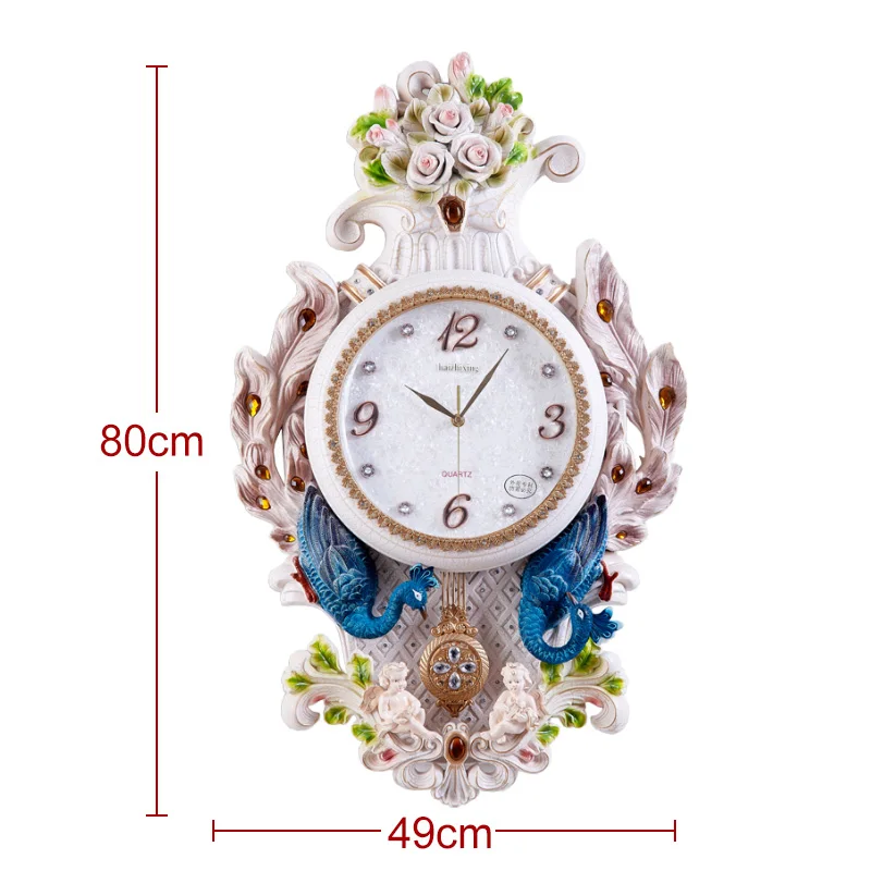Oversized Peacock Swing Wall Clock Z1215-3  