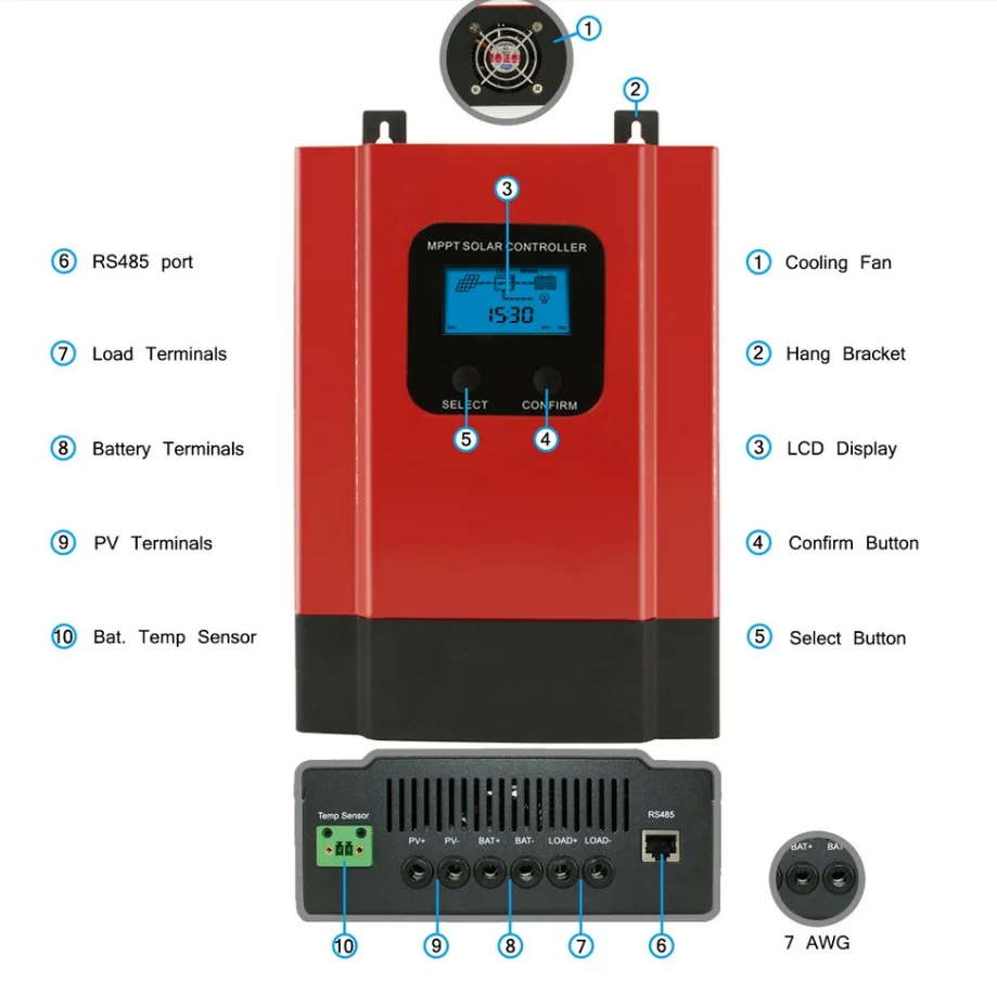 ESmart3 12 В 24 в 48 в автоматический датчик MPPT Контроллер заряда 30A 40A 50A 60A PV регулятор с Wi-Fi мониторинга