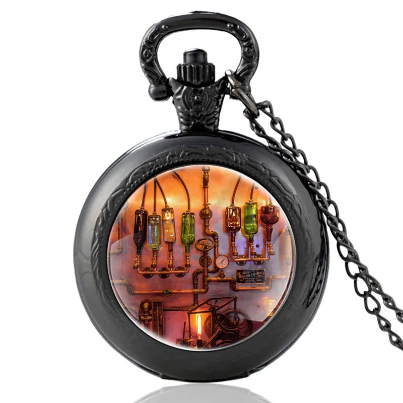 

Classic Steampunk Home Quartz Glass Dome Pocket Watch Charm Men Women Punk Style Necklace Pendant Jewelry Gift Chain