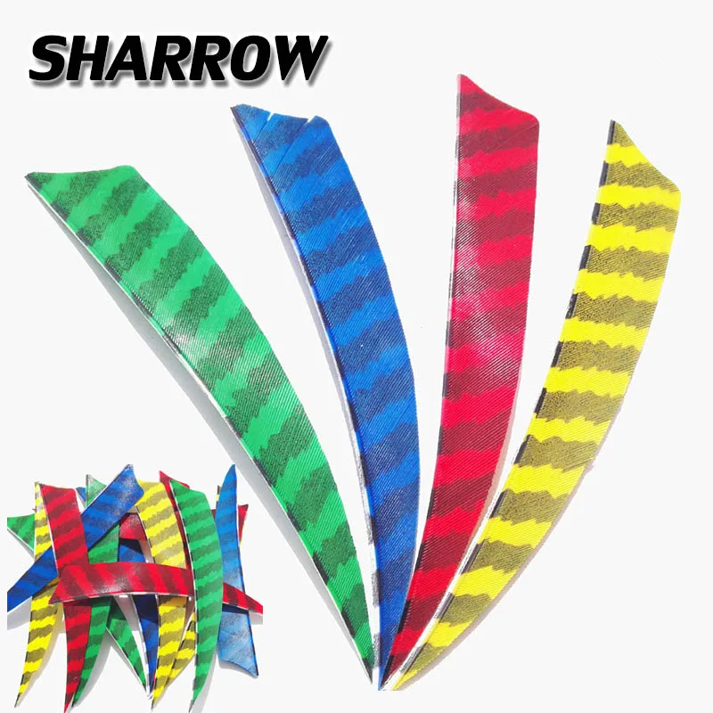 

50/100pcs Archery 5inch 4 Colors Shield Arrow Feather Stripe Colorful Turkey Feather Hunting Shooting Accessories