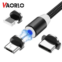 VAORLO 2 м светодиодный магнитный кабель Micro usb type C Быстрый Магнитный зарядный кабель для iPhone X 7 8 XS Max XR huawei samsung xiaomi LG