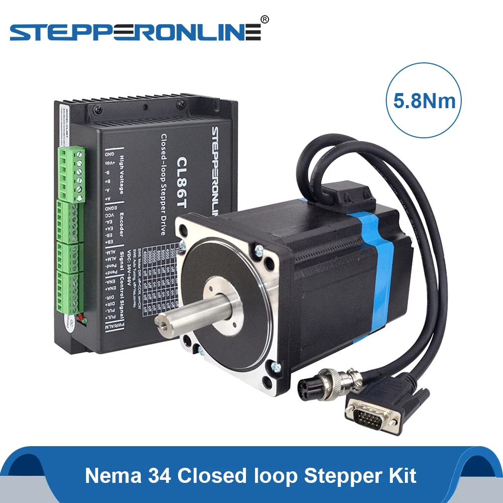 

Nema 34 5.8Nm Closed Loop Stepper Motor Kit Hybrid Driver CL86T Nema34 Step Motor Servo Motor Kits ＆ 2pcs Extension Cables