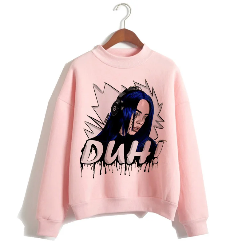 Billie Eilish Толстовка Harajuku Забавный мультфильм Женская толстовка осень зима теплый Bad Guy с капюшоном Графический хип-хоп толстовка женская