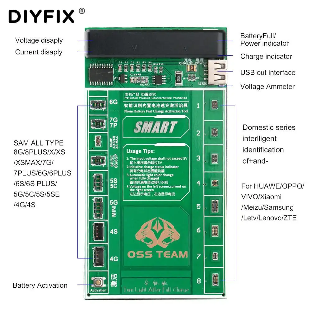 Универсальная батарея DIYFIX для телефона плата быстрой зарядки и активации iPhone 4 XS