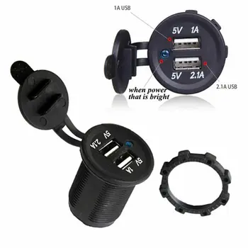 

Dual 12V USB Motorcycle Car USB Charger Socket Voltmeter Car Cigarette Lighter Socket Splitter Charger Power Adapter Outlet
