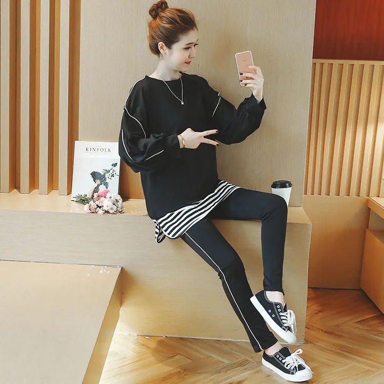 

Maternity Clothes Autumn Clothing 2018 New Style Loose And Plus-sized Pregnancy Fashion Korean-style Graceful Sports Pregnant Wo