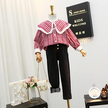 

Girls' jeans 2020 new spring and autumn clothing trendy children's pants western style girls straight long pants