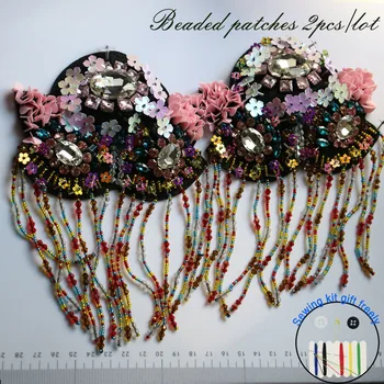 

2pcs Rhinestone tassel Beaded epaulette for clothes Punk Coat Suit DIY Fashion Tassel Badge Epaulets Shoulder Patches appliques