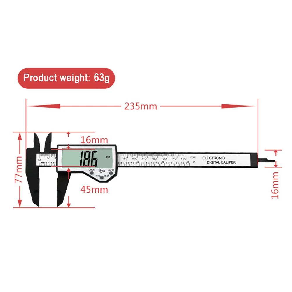 IP54 водонепроницаемый DIY верньерный калибр штангенциркуль инструмент жк-дисплей батарея работает точная нулевая установка электронный