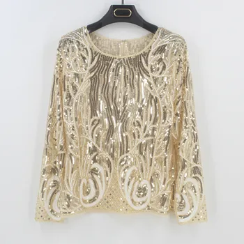 

Korean Polyester Cotton Sequined Broadcloth Solid Unicorn Tumblr Kpop Free Shipping 2020 Real New Long-sleeved Shirt Sequins