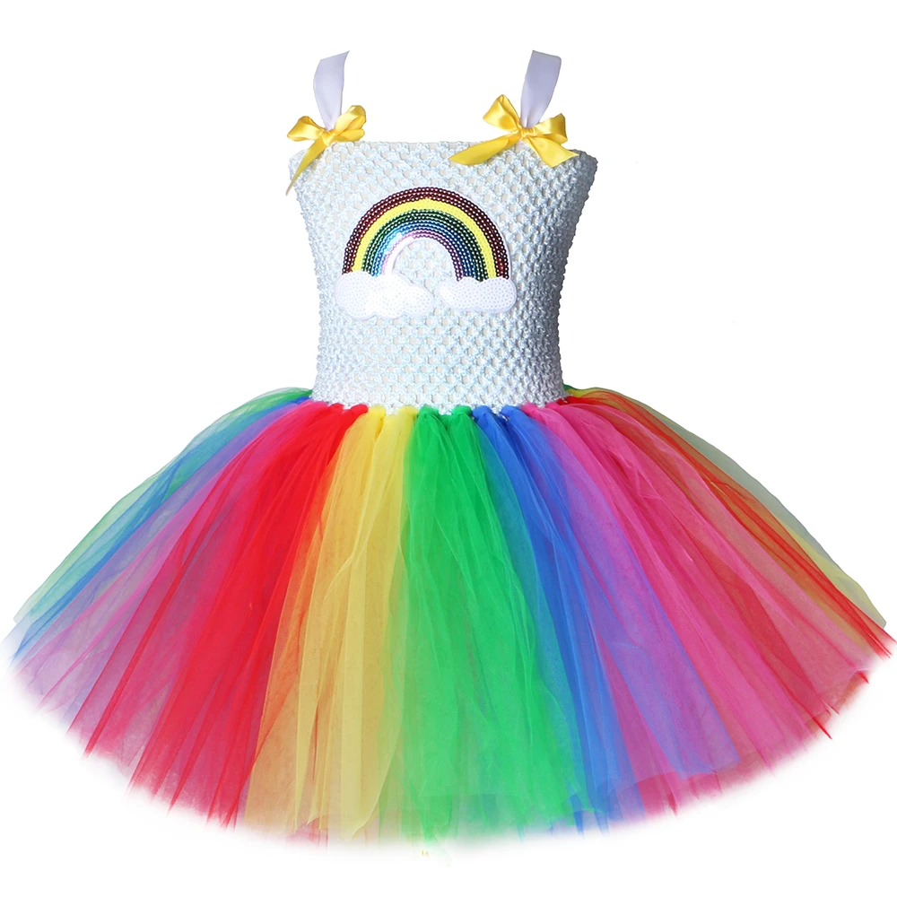 Children Girls Rainbow Tutu Dress Tulle ...