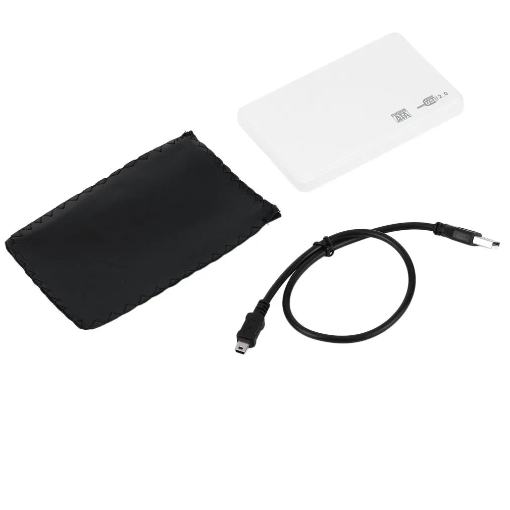 White 2,5 дюймов USB жесткий диск Корпус чехол Sata к USB 2,0 жесткий диск SATA внешний корпус HDD жесткий диск коробка с USB кабелем - Цвет: White