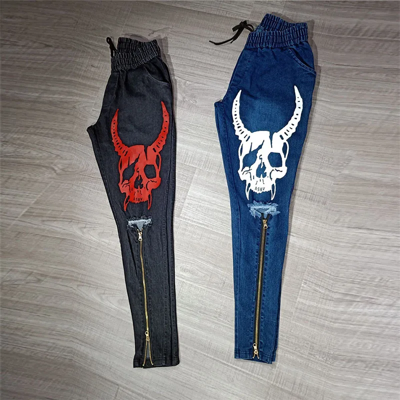 2022 Men Stylish Ripped Jeans Pants Biker Slim Straight Hip Hop Frayed  Denim Trousers New Fashion Skinny Jeans Men European Size