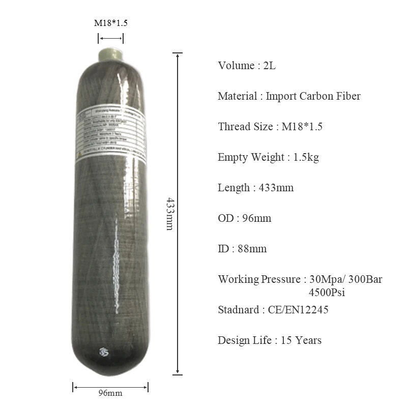AC102 мини Scub Дайвинг Танк 2L 4500Psi/300Bar углеродного волокна цилиндр Пейнтбольный бак воздушная бутылка винтовка Pcp пневматическая винтовка Acecare