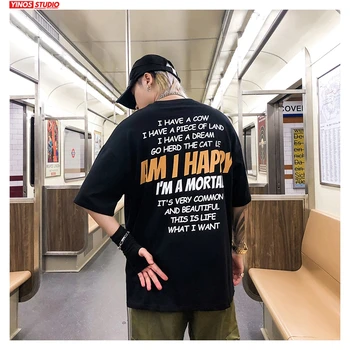 

Dropshipping Men Letter Print Korean Oversize Tshirts Men's Summer O-Neck Casual Tees T-shirts Male 2020 High Street Clothes 5XL