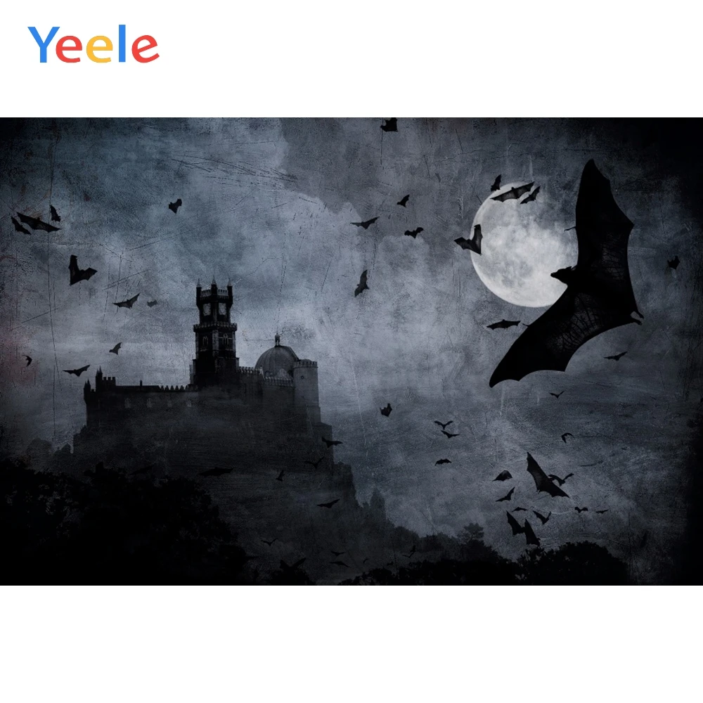 

Halloween Backdrop Moon Castle Bat Scary Scene Baby Background Photography Backdrops For Photo Studio Vinyl Photophone Photozone