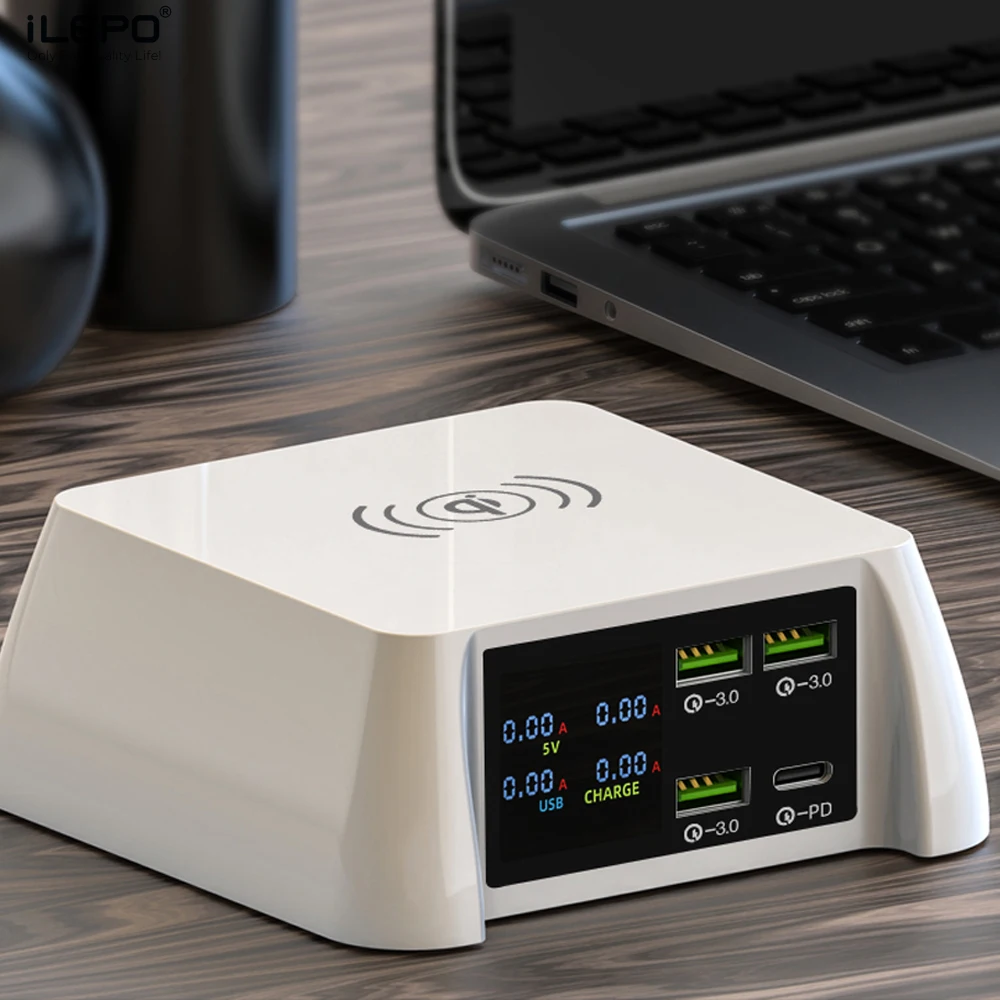 - ILEPO 100W Wireless Charger PD 20W USB C Fast Charger For IPhone 1211 ProXRXs Max Samsung 9V2A 5V3A Fast Charger Station