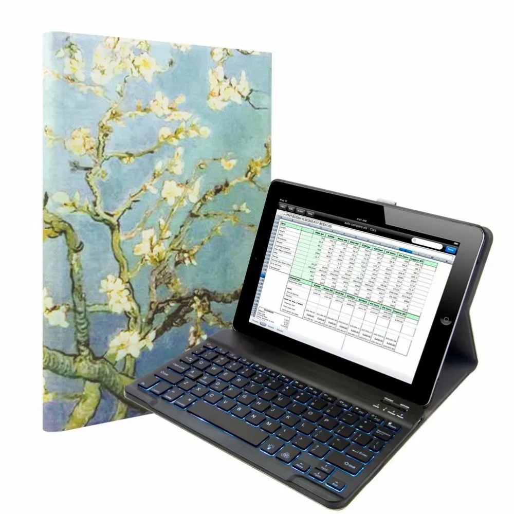 Мультяшный чехол из ткани с 7 подсветкой светильник-клавиатура для Apple IPad 9,7 Air 1 2 Pro 9,7 планшет Bluetooth клавиатура чехол
