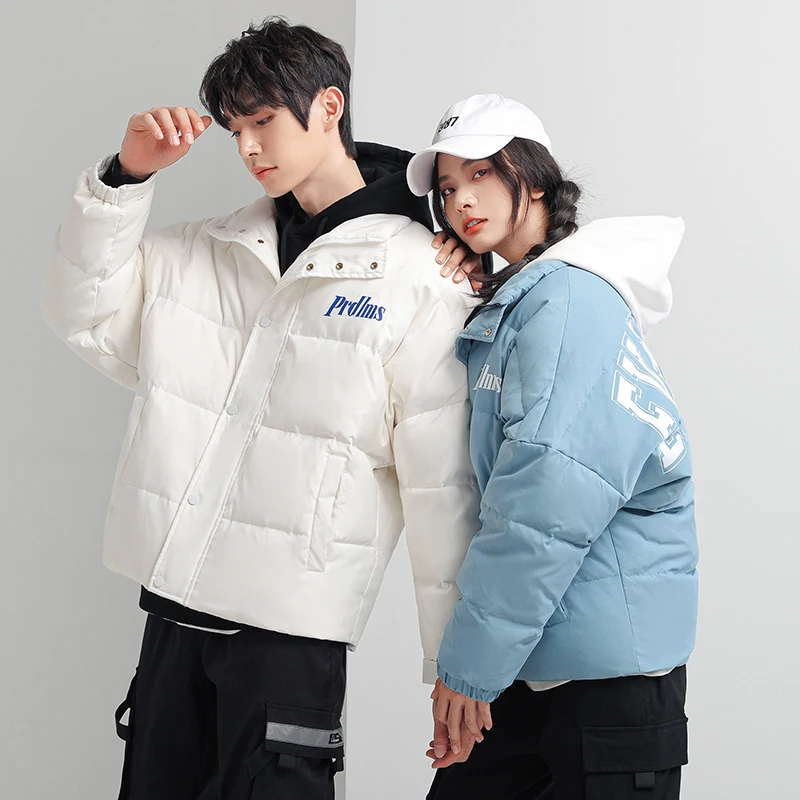 Winter tide brand down jacket lovers fashion big letter hoodwd bread coat teenagers outdoor trend casual wear for men and women