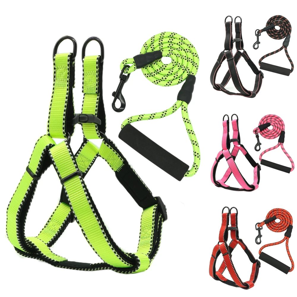 

Dog Harness Leash Set Reflective Rope Adjustable Soft Diving Lining Dog Harness For Large Medium Small Dogs Pet Leashes Walking