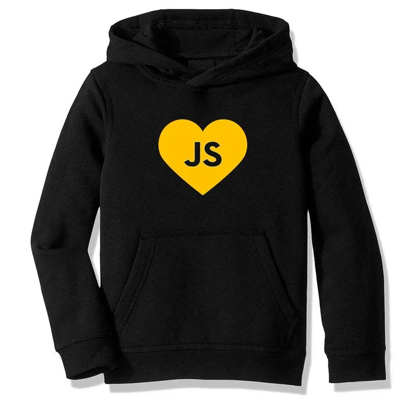 Флисовая толстовка с капюшоном толстовки надписью I Love Js Javascript программист