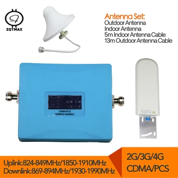 

ZQTMAX 2G 3G 4G repeater cdma pcs signal booster gms 850 pcs 1900mhz internet and lte amplifier with antenna sets