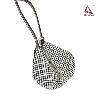 

Hiboom 2020 Bling Pouch Shoulder Bags Women Female Lady Purses Real Genuine Leather Inlaid Rhinestone Crystal Small Handbags