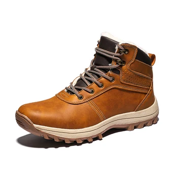 

Men Boots Genuine Leather Lace-up Men Nonslip Shoes High Quality Vintage British Snow Boots Autumn Winter Men Casual Ankle Boots