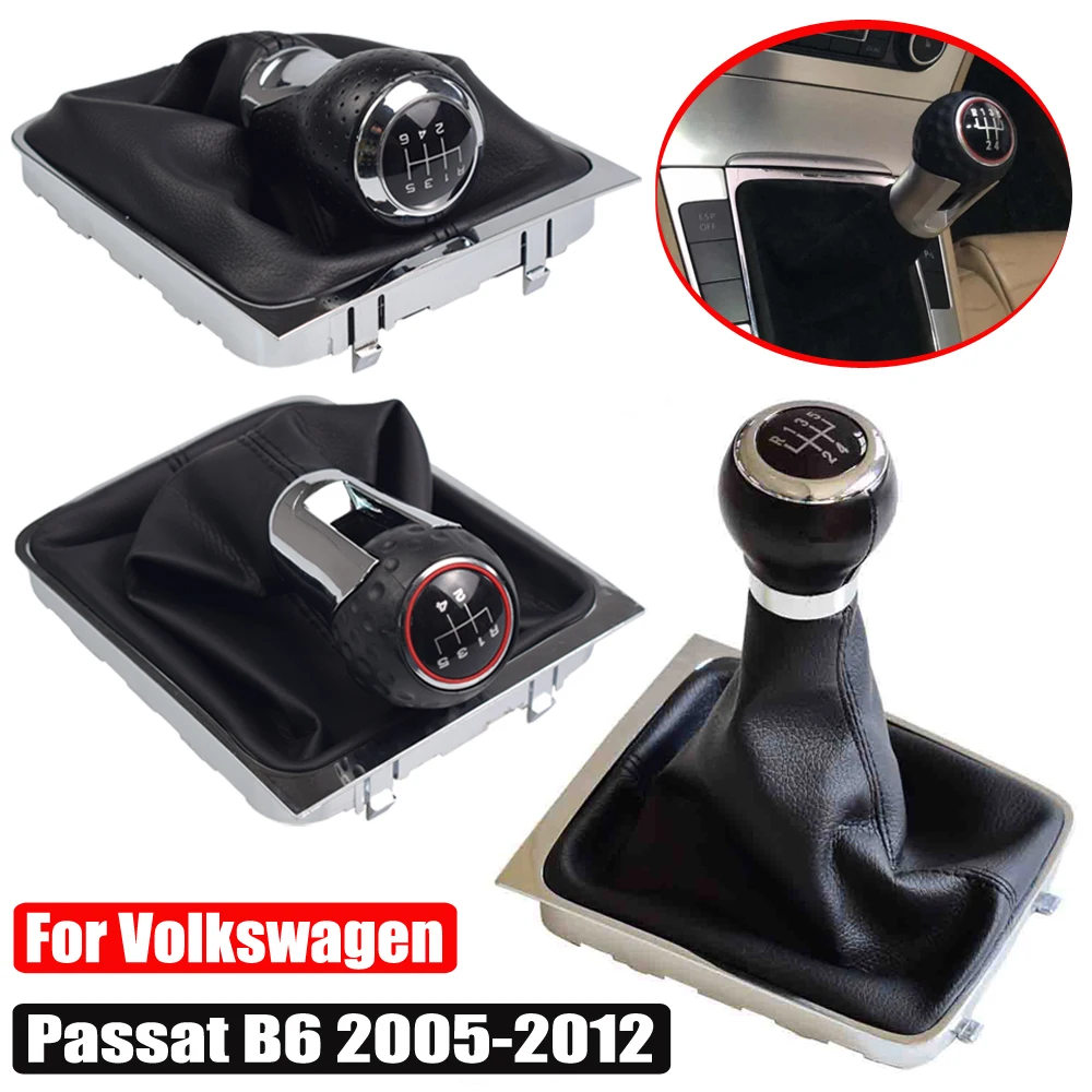 

For VW Passat B6 2005 2006 2007 2008 2009 2010 2011 Car 5 6 Speed Gear Stick Shift Knob Lever Head Ball With Leather Boot Cover