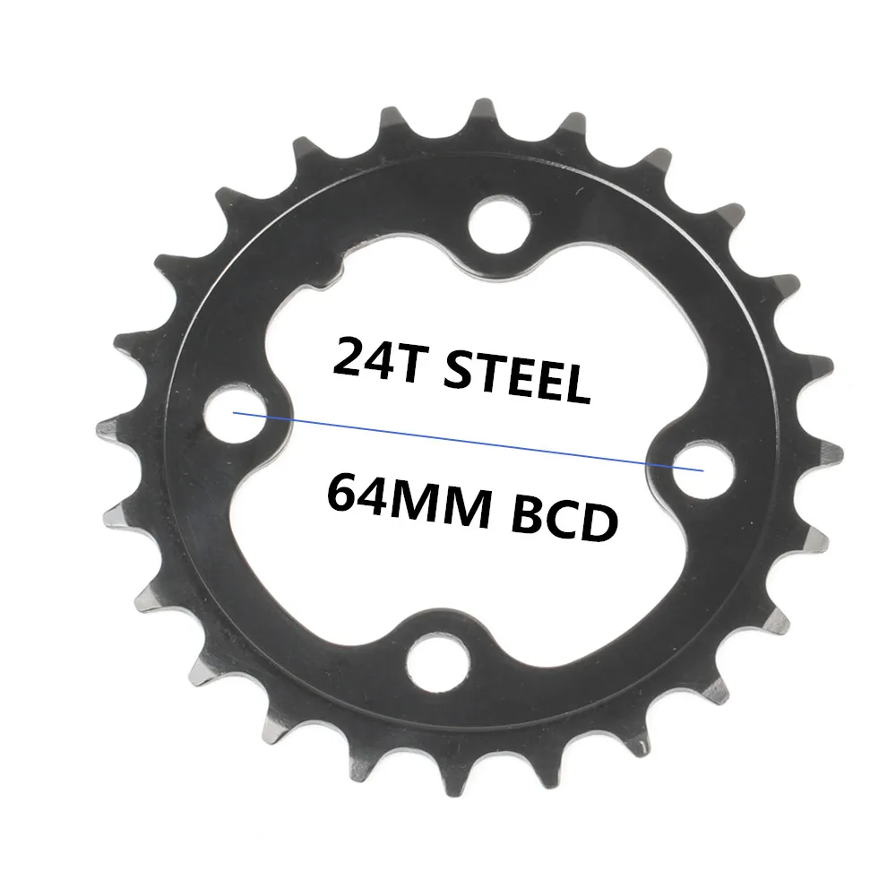 Круглая цепь MTB горный велосипед 104BCD 22T 24T 32T 34T 38T 42T 44T шатуны стали алюминиевый сплав зубная пластина запчасти - Цвет: 24T STEEL