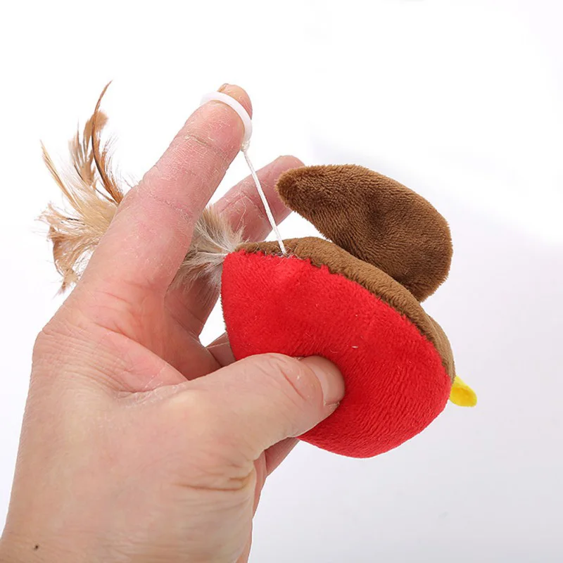 Игрушечная кошачья накладные Мышь кошка игрушки Мини забавные игрушки для кошек с красочными перьями Плюшевые Мини-Мышь игрушки