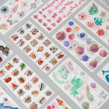 

BULA 3 Sheets Cute Paper Stickers Food Plant Animal Stationery Stickers Scrapbooking Kawaii Washi DIY Album Diary Planner