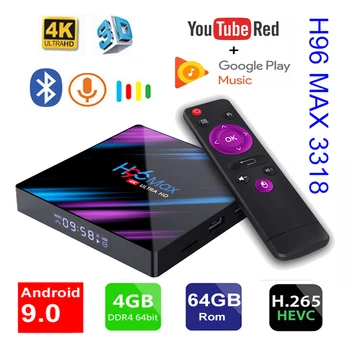

H96 MAX TV Box Android 9.0 rk 3318 Smart IPTV 4GB 64GB 4K 5G Wifi Bluetooth 4.0 Android TV box Set top Box Media Player Smart