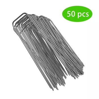

50pcs U Shape Metal Garden Stakes Staple Securing Pegs For Securing Weed Fabric Landscape Fabric Netting Garden Supplies