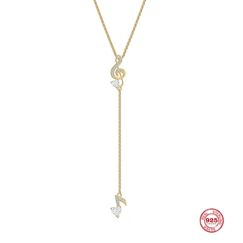 

2020 Fashion Charm Pure 925 Silver Original 1:1 Copy, Wonderful Notes Shine Tassels Wild Necklace Women Luxury Jewelry Giftss