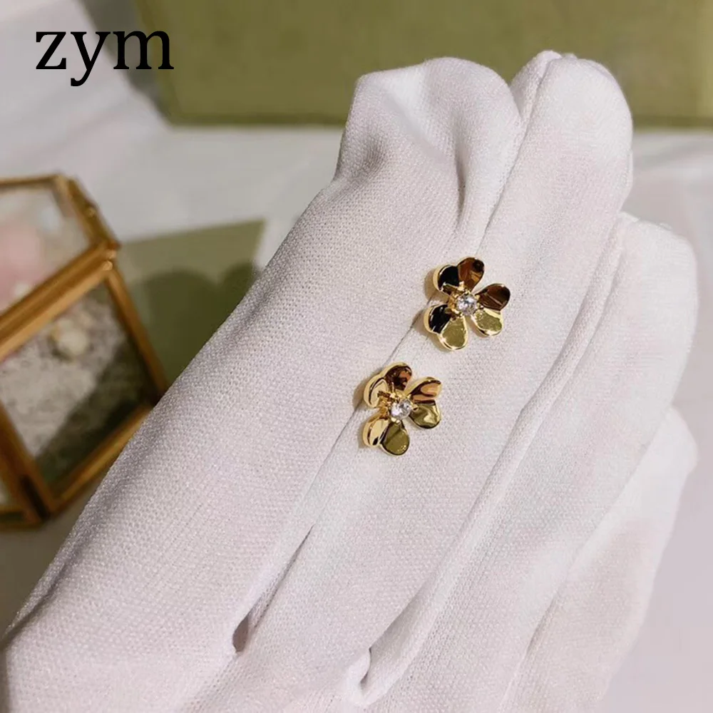 Бренд zymHot, S925 чистое серебро, три цветка, для ушей, высокое качество, 5А, циркониевые серьги с простым дизайном, трендовые, модные, для девушек, для ушей