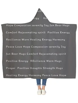 

Warm Embrace Positive Energy Therapy Gift Gray Hooded Blanket Bedspread Blankets Blanket Flannel Travel All-Season