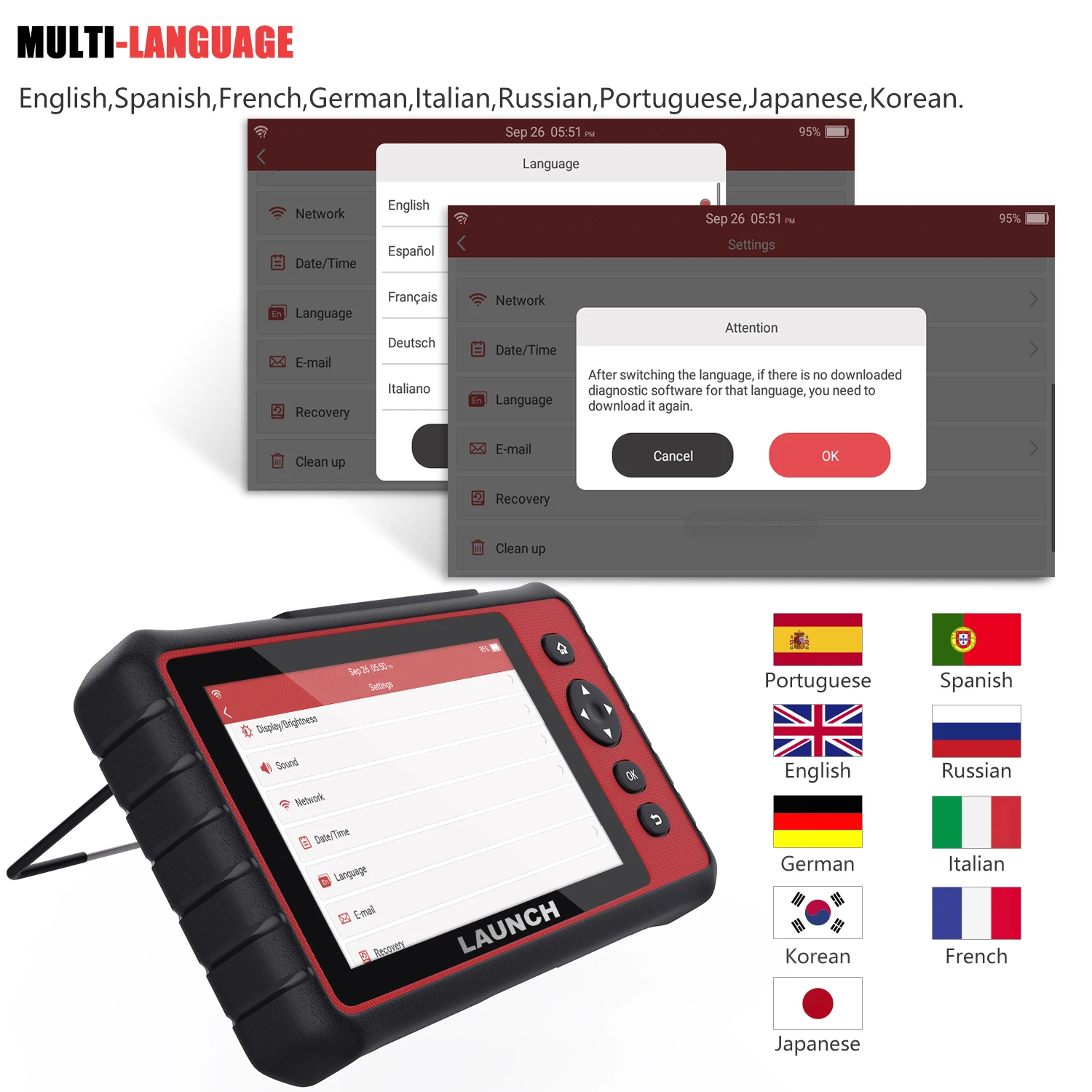 LAUNCH CRP909C OBD2 Auto Diagnostic Tools Full System TPMS ABS EPB DPF Oil Reset Engine Analyzer OBD 2 Scanner Free Shipping