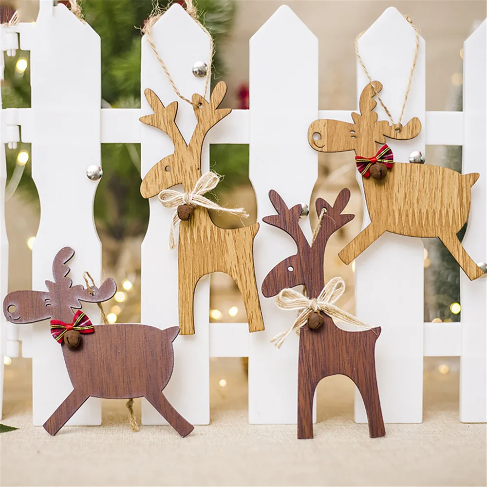 

1PCS Christmas Deer Pendant Wooden Xmas Tree Hanging Pendants Home Holiday DIY Ornaments For Christmas Party Decoration Deer